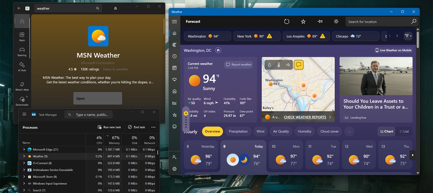 Windows 11 Weather App Consumes 1.2 Gigabytes of RAM for a Forecast