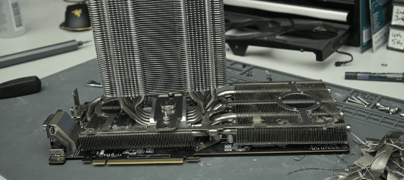 Enthusiast attached a dual-tower CPU cooler to a GTX 1080 Ti and dropped the temperature by 32 degrees