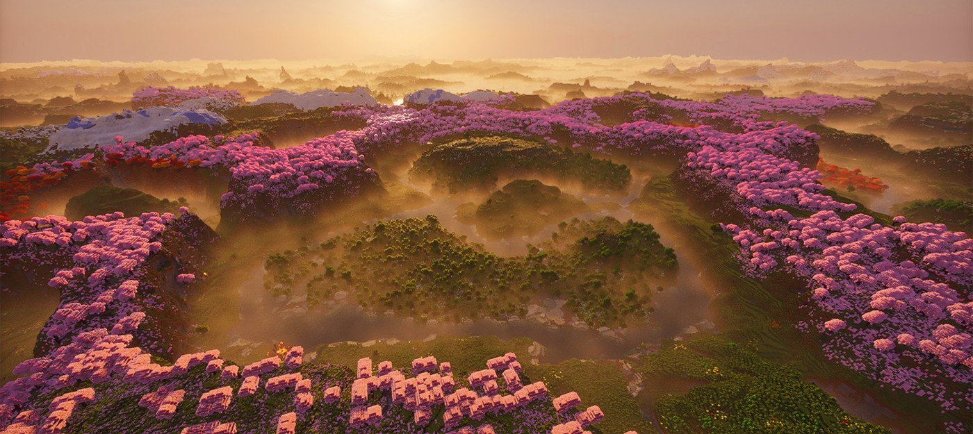 Minecraft player found a seed with a cherry ring 870 blocks in diameter, but it is 1.8 million blocks from the spawn point