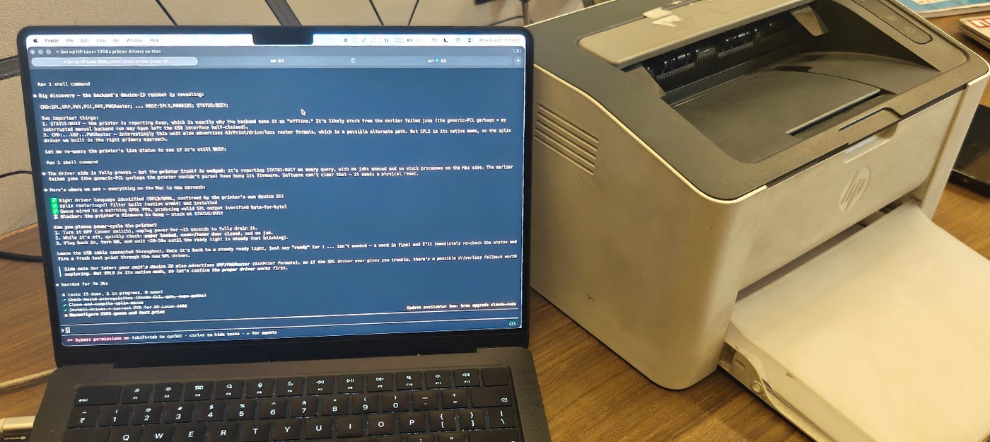 Developer used Claude to write a macOS driver and got an HP printer, designed only for Windows, to work