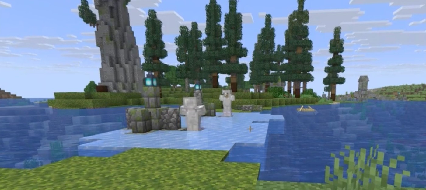 A Minecraft player built an automatic ice bridge using armor stands with Frost Walker enchantment