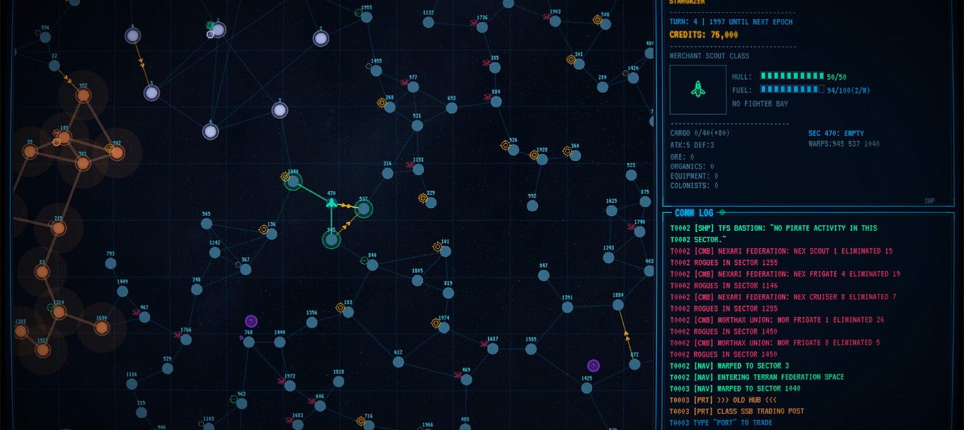 Warp to Sector One is a deep space trading game inspired by 80s sci-fi computer aesthetics