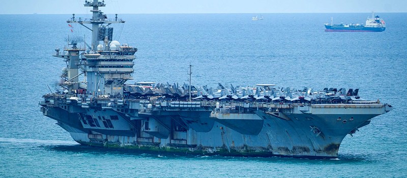 Rusty after 286 days at sea, the American aircraft carrier USS Abraham Lincoln reminded Fallout 3 players of Rivet City