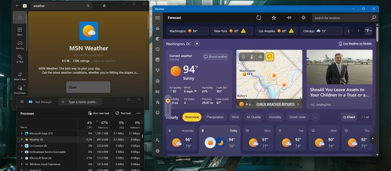 Windows 11 Weather App Consumes 1.2 Gigabytes of RAM for a Forecast