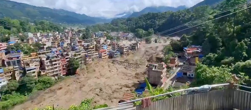 Footage of the flood on the border of Nepal and Tibet showed how a wall of water swept away villages, bridges and power plants