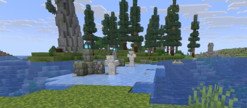 A Minecraft player built an automatic ice bridge using armor stands with Frost Walker enchantment