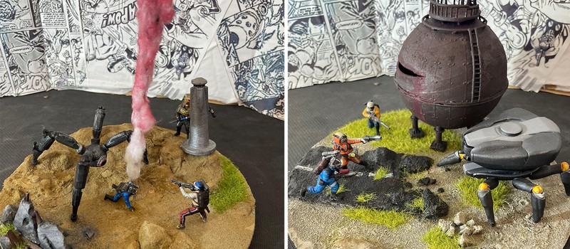 An Italian ARC Raiders fan handcrafted stunning game dioramas featuring a Bastion and a Leaper